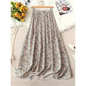 Women's All Over Print Floral Skirt, Elegant Fashion Casual Loose Long Skirt for Daily Outdoor Wear, Women Bottoms for Summer