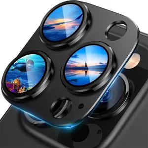 Metal Ring Tempered Glass Camera Lens Protector For iPhone 17/17Air/17 Pro/17 Pro Max iPhone 16 Plus 15 Pro Max 12 11 14 Pro with Anti-Dust, Anti-Fingerprint and High Definition