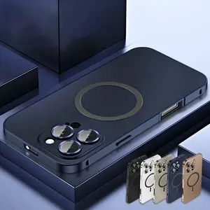 MagSafe Alloy Aluminum Case for iPhone 17/16/15/14/13 Pro Max – Ultra Thin Metal Protective Cover with Full Lens Protection & Wireless Charging Support Protector Cellphone Smartphone Casing Shockproof White