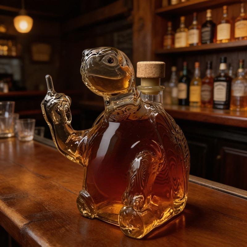 Novelty Turtle Glass Whiskey Bottle, Decorative Liquor Storage Container for Brandy, Vodka & Wine, Stylish Home Bar Accent and Great Gift Choice