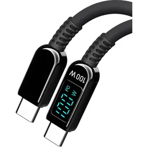 6.5ft  USB-C to USB-C  with LED Power Display, Real-Time Digital Screen Shows   Wattage, Soft  Cord for , Galaxy, Pixel, iPad, Tablets, MacBook, Laptops