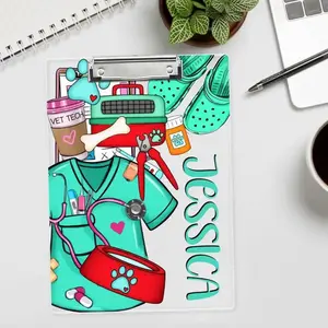 Custom Vet Tech Clipboard - Personalized Veterinary Gift for Animal Lovers - Cute Clipboard with Name for Pet Clinic or Students