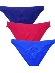 Men's Triangle Underwear Set, Low Waist Ultra-Thin Breathable Ice Silk Bikini Bottoms, Elastic Trendy Sports Comfort Shorts