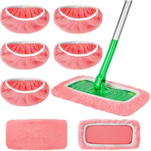 5 Pack  Microfiber Mop Pads Compatible with Swiffer Sweeper, Wet and Dry Flat mop Cover, Washable Pads for Surface/Hardwood Floor Cleaning (Mop is Not Included)