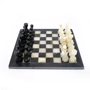 Luxury Marble Chess Set Handmade Stone Board 12x12 Inches Premium Natural Marble 32 Hand Carved Pieces & Storage Box Aesthetic Home Decor Gift for Him Christmas Birthday Father's Day