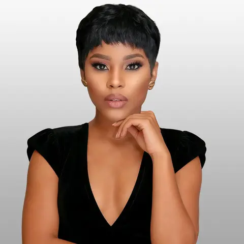 ShowReal Short Curly Wigs Short Pixie Cut Wig Human Hair for Black Women Full Machine Made Wigs 4 Inch Size 22.5 Inch Cap Head Versatile Style