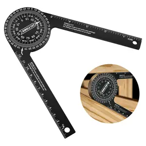 Aluminum Miter Saw Protractor, 7 inch Rust-Proof Angle Finder with Precision Laser-Engraved Scales and 360° Rotation for Woodworking & Construction