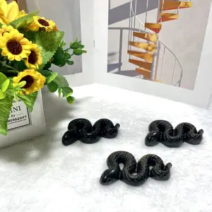 3 Counts Golden Obsidian Snake Crystal Carving Healing Stones Natural Stone Chakra Balancing Reiki Home Office Decor From IG Crystal