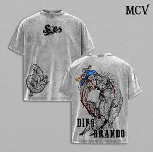 Diego Brando Tee Washed – JoJo’s Bizarre Adventure Steel Ball Run Scary Monsters Dinosaur Stand Anime Manga Graphic Double Printed T-Shirt, Menswear Heavy Cotton Unisex Oversize Gym Streetwear