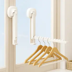2pcs Foldable Suction Cup Laundry Drying Racks - Wall-Mounted, Space-Saving, Retractable Clothes Hangers with Hangable, Lightweight Design & Easy Installation for Indoor, Balcony, RV (Clothes Accessories)