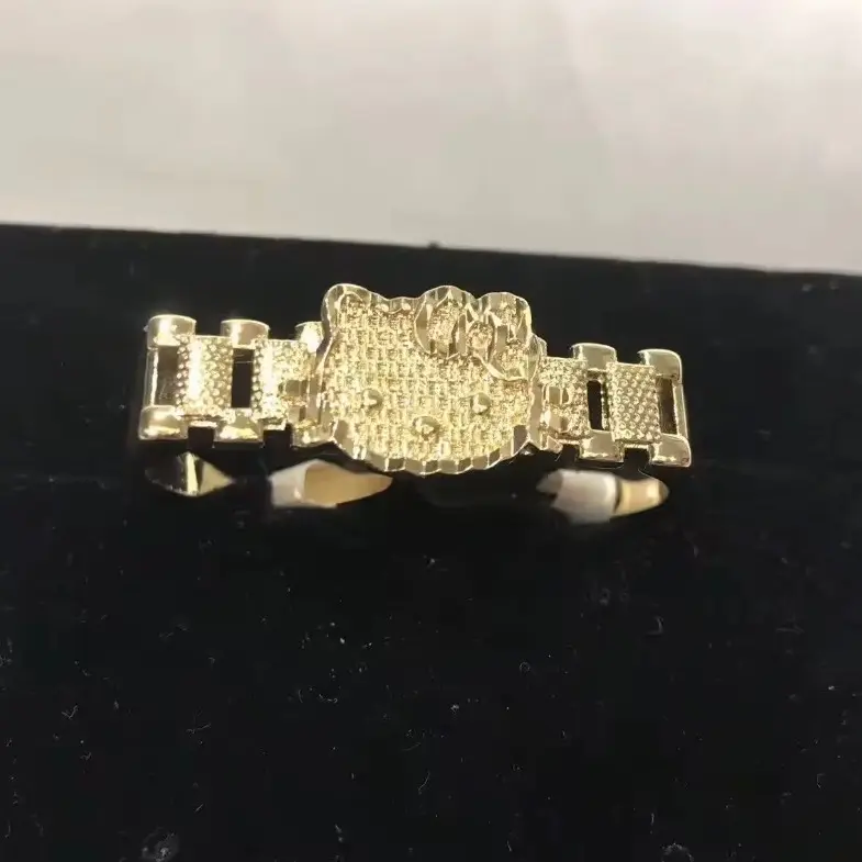 Iced-Out Cartoon Cat Two-Finger Ring
