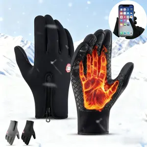 Men's & Women's Fleece Gloves Touch Screen Windproof Warm Riding Gloves Unisex Full-Finger Hand Cover for Cycling Skiing & Climbing