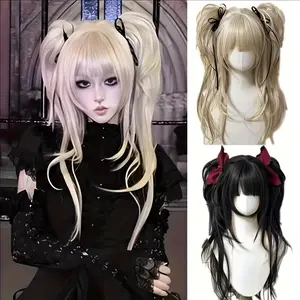 Lolita style hairstyle high-level double ponytail headgear cosplay wig woman cute anime wig long curly hair for Halloween