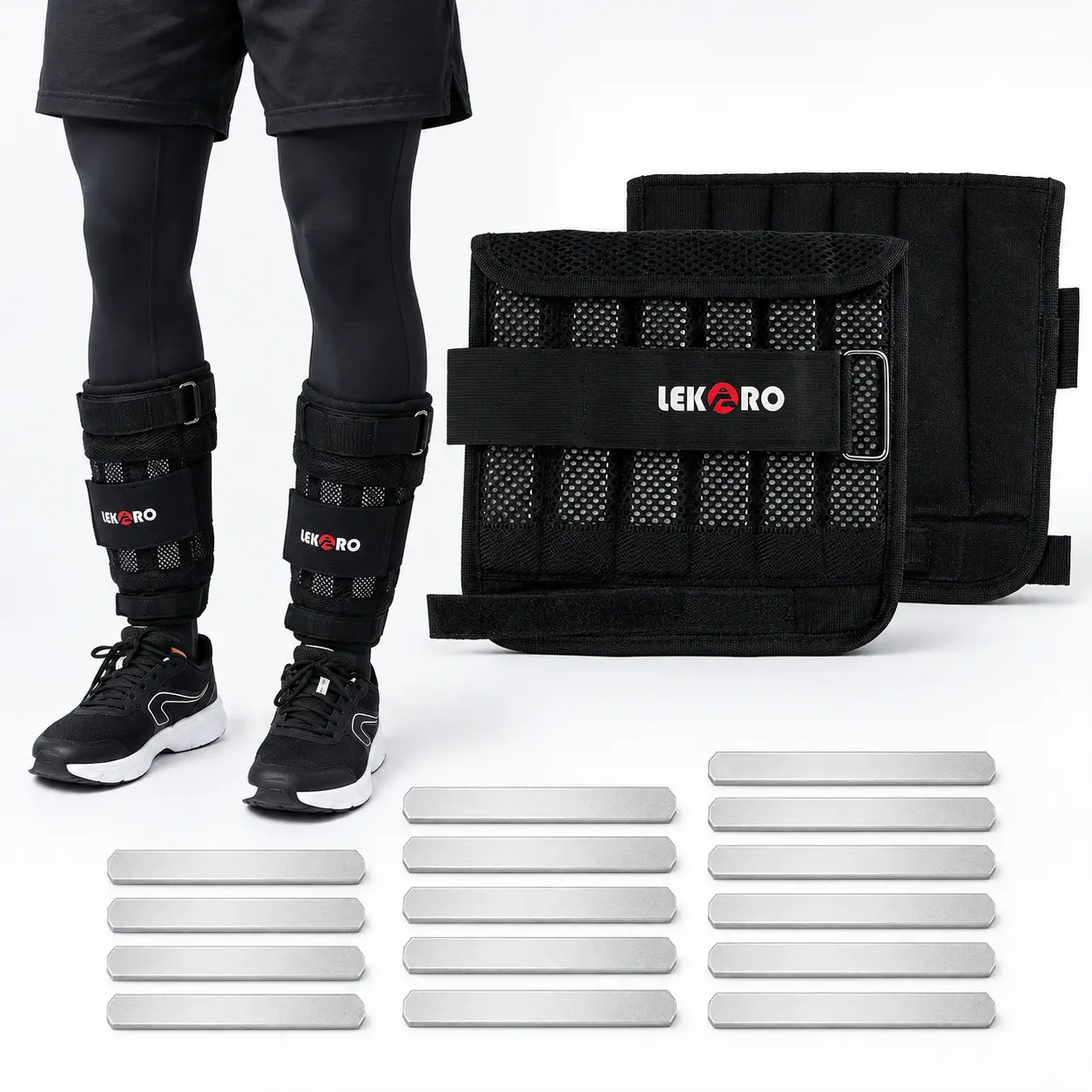 LEKARO Adjustable Removable Wrist & Ankle Weights 1 Pair - Moisture-Resistant Home Workout Gear, Gym Workout Strength Training Equipment, Portable Muscle Exercise Gear for Men & Women