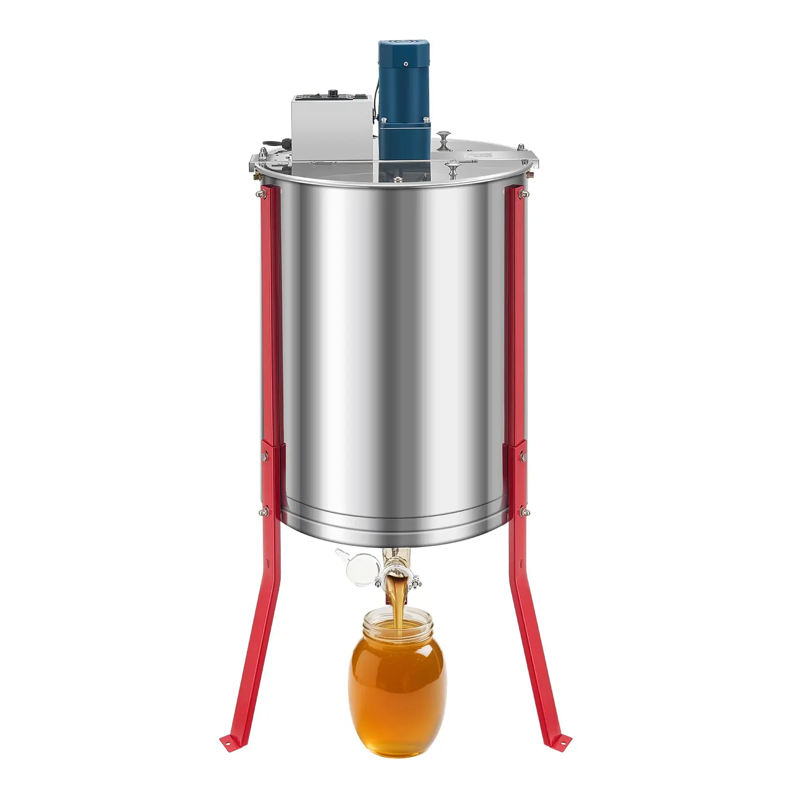 VEVOR Electric Honey Extractor, 6-Frame Stainless Steel Conical Drum Spinner with Transparent Lid, 140W, 110-130V ~ 60Hz, 18 ± 1 Kg, 18.5 Inch Height-Adjustable Beekeeping Honeycomb Extraction Equipment, 20.1 Kg