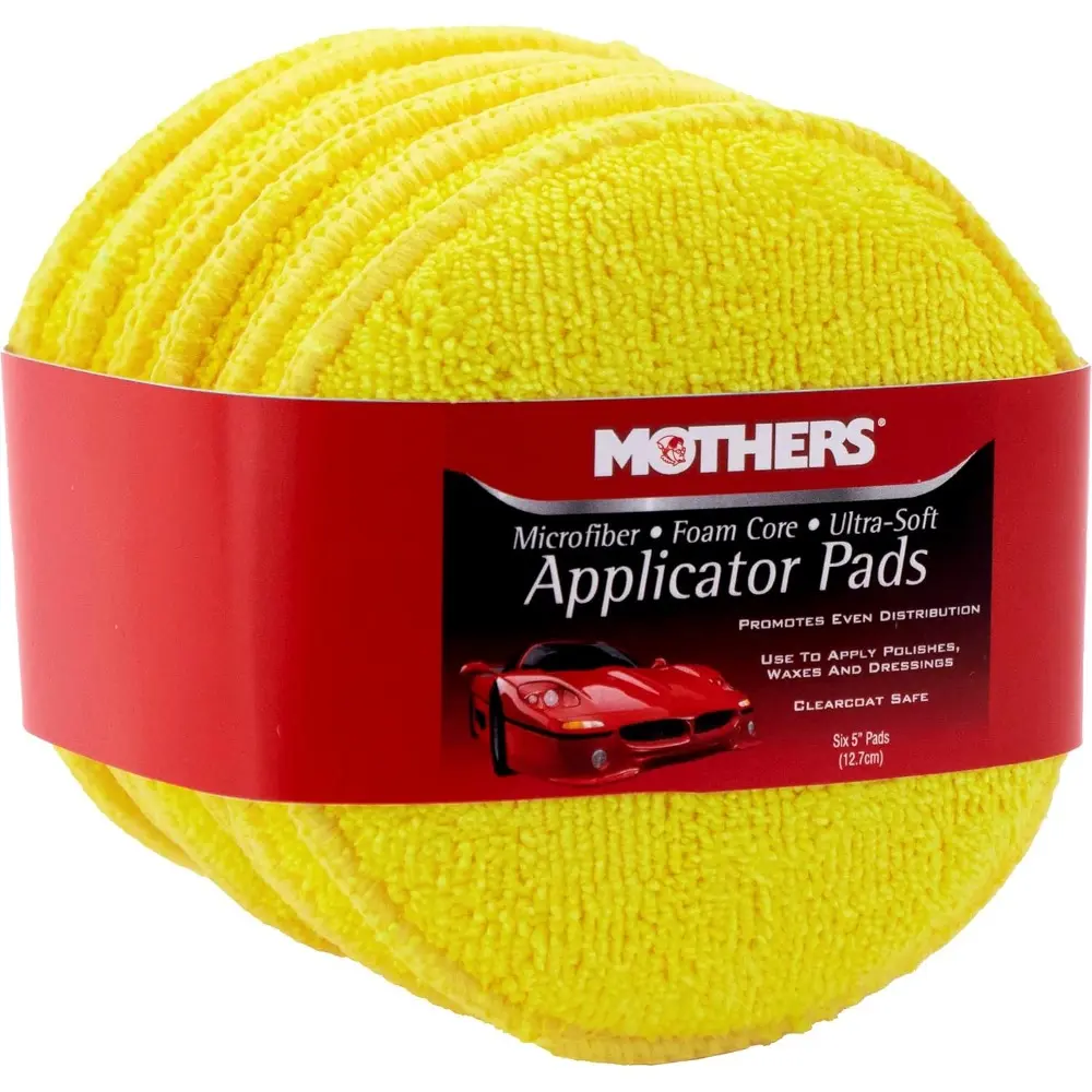 Microfiber Polishing Pad and Cleaning Pads For Car Detailing, 5 Inch Diameter, Yellow, 6 Pack