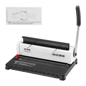 fathersdaygift VEVOR Coil Spiral Binding Machine, Manual Book Maker 34-Holes Binding 120 Sheets, Punch Binder Adjustable 3/16 - 9/16 Coil Binding Spines, for Letter Size, A4, A5
