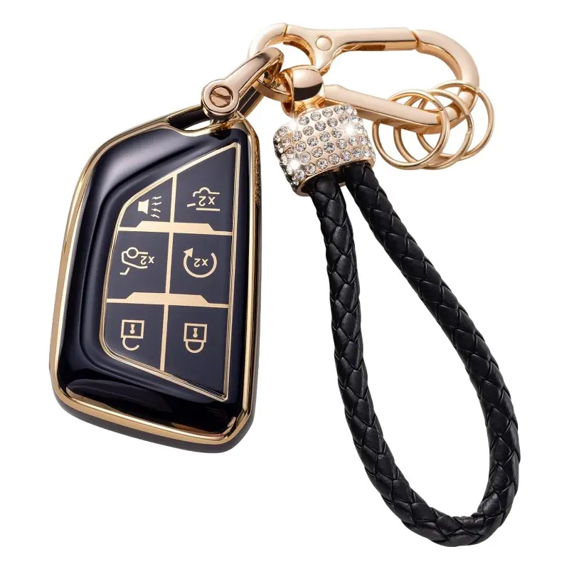 Cadillac Keychain Cover for Ats Ct5 Ct6 Xt4 Xt5 Xts 2020-2022, 5/6 Button Remote Smart Key Case, Anti-Drop Protection Shell, Key Fob Cover, Car Key Accessories