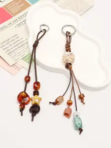 Handmade Knitted Phone Chain Style Beaded Bag Charm Keychain Pendant, 1 Piece Set, Fashion Accessory for Bags and Keys