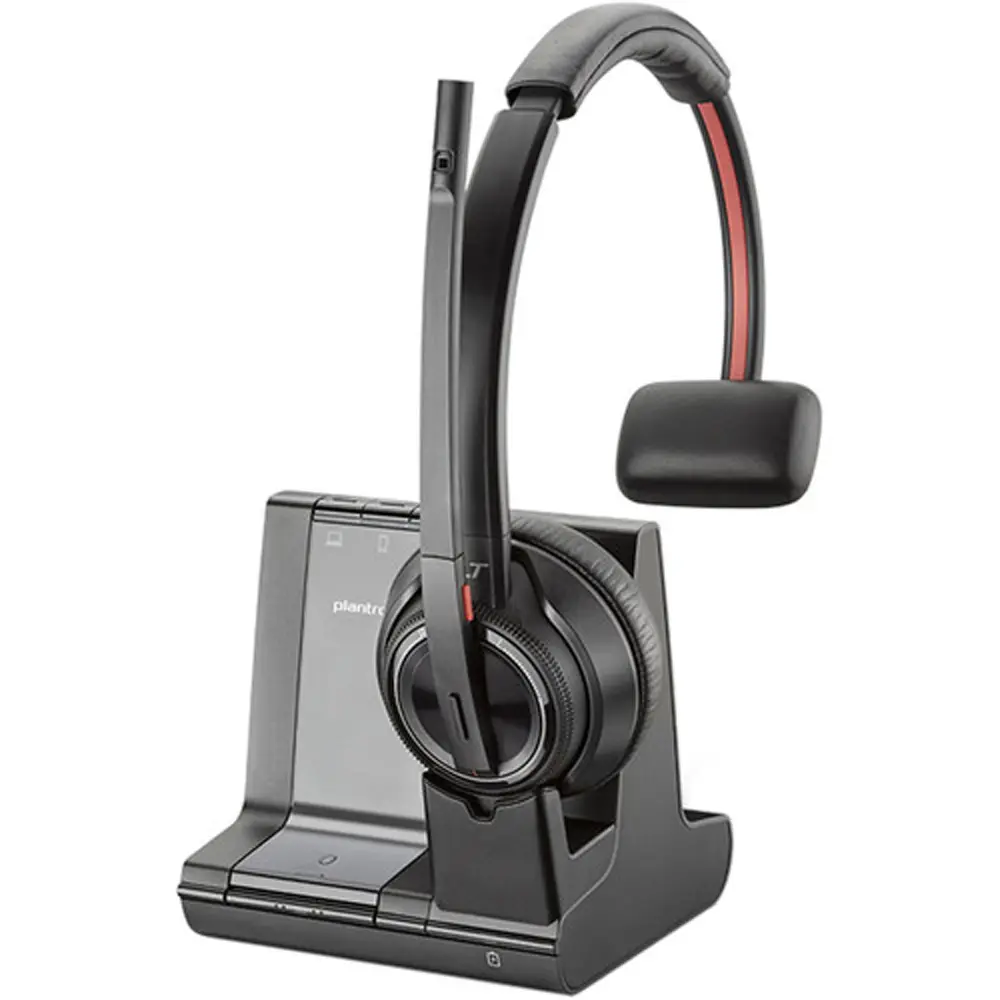 Poly Savi 8210 Office DECT Wireless Headset System - Bluetooth Stereo Audio Headphone, Mobile Charging Compatible for PC Gaming & Phone Use