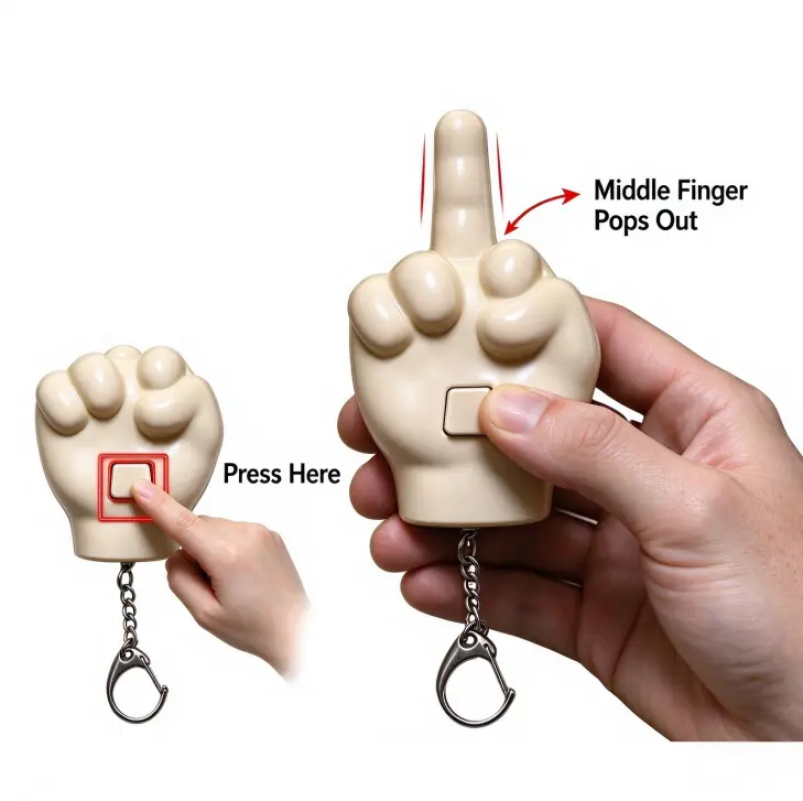 middle finger pop Up Middle Finger Keychain, Funny Cute Bag Charm for Men Women