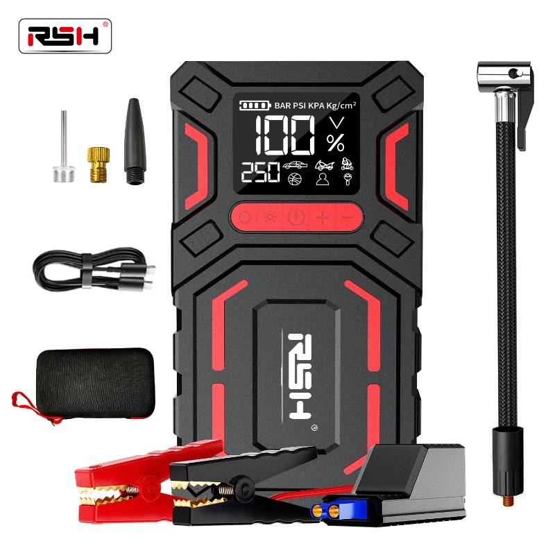 【Mother's Day Gift】Ultra-Safe Jump Starter – Starts all 12V battery vehicles. Features 150 PSI air compressor, 18W fast