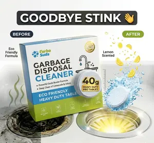 Turbo Suds Garbage Disposal Cleaner Tablets, 40g Heavy Duty XL Foaming Citrus Tablet, Sink Drain Deodorizer, Septic Safe, 12 Pack 1 Year Supply