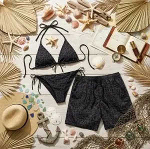 Camo Matching Couple Swimsuits Set, BF and GF Matching Swimsuits, BF and GF Swimsuits, Camo Bikini Set for Women, Matching Duck Camo Swimwear Set for Couples, Couple Trendy Camo Bikini And Short, Summer Beach Vacation Outfit