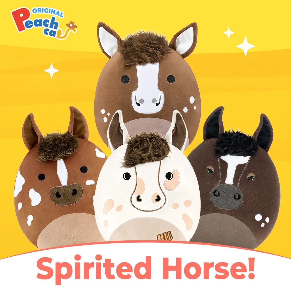 PEACHCAT 12" Cute Horse Plushies  Soft Stuffed Animal Toy for Kids & Adults Kawaii Appaloosa & Quarter Horse Cowgirl Gift , for Kids Adults Brown  Soft Huggable,cute girly gifts,animal pillow,comfy plush toy,comfort plush,soft animal decoration toy