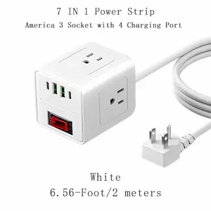 Surge Protector Power Strip with USB – 6.5ft Long Extension Cord Desktop Charging Station, Power Strip Cube with 3 Outlets and 4 USB Ports(including 2 Type-C)，Overload Protection , Master Switch,Compact for Travel,Office, Dorm Room