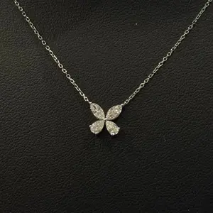 0.4ct 18K White Gold Butterfly Lab-Grown Pendant Necklace TY2503-1118