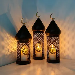 Black Ironwork Hollowed-Out Candlestick - Elegant Candle Holder for Ramadan & Eid al-Fitr, Creates a Romantic & Sacred Atmosphere as a Home Desktop Centerpiece, Interior Decoration Accessories