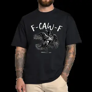 Menswear Short-Sleeve Casual Fashion Top, Dance T-Shirt - Funny "F-CAW-F" Gothic Crow Graphic Tee, Dark Humor Halloween Shirt