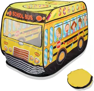 Musical School Bus Pop Up Play Tent with 3 Openings - Tent for Toddlers - Indoor & Outdoor - Pop Up Tents for Kids - Includes Carry Bag and Sound Button- 43.5x28x26.5 Inch