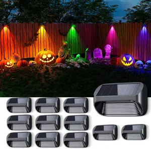 LETMY RGB Solar Wall Fence Lights, Synchronously Change Color, Solar Step Lights, Bright Wall Lights, Outdoor Waterproof, Solar Powered Patio Decor for Wall, Rail, Porch, Backyard, Garden. Perfect for holiday decorations FallFreshness