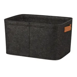 Mainstays Medium Felt Decorative Storage Basket, Dark Heather Gray