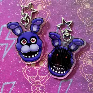 FNAF Keychains Bonnie Double-Sided Acrylic Charm, FNAF 1 & 2 Original (Five Nights at Freddy's), Unique Keychains for Personal Style, Cute Keychains for Bags and Keys, Durable, Lightweight and Perfect for Personal Style, Collecting and Gifting