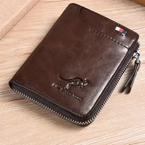 Men’s Slim RFID Blocking Wallet, Bifold PU Leather Wallet with Zipper Coin Pocket, Multiple Card Slots & ID Window, Waterproof Everyday Carry Wallet for Travel, Work, Outdoor Use & Gift Giving