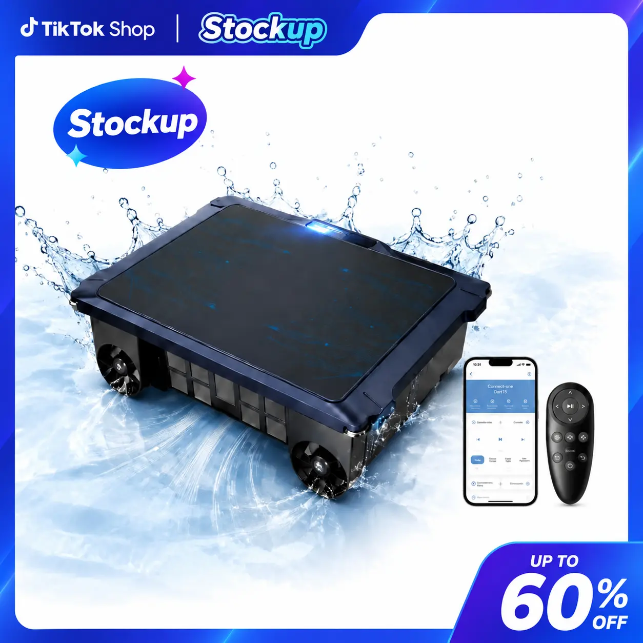 【Stockup】2026 New T2B Robotic Solar Pool Skimmer with App & Remote,24/7 Automatic Surface Cleaner,22H Battery Life,Dual Charging Modes,Auto Parking & Smart Nav,Salt-Chlorine Motors,Built-in Chlorine Dispenser,Ideal for Most Swimming Pool Type, Remote