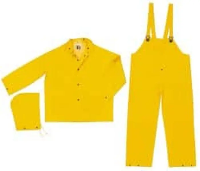 MCR Safety FR2003X3 3XL Yellow Disposable Encapsulated Work Safety Suit - 0.35mm PVC & Polyester Full-Length Rainwear Workwear, Detachable Hood, Snap Closure