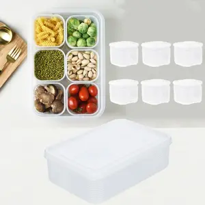 Divided Veggie Tray with Lid Snackle Box Serving Container Salad Keeper with 6 Removable Boxes Stackable Refrigerator Organizer Bins Produce Saver for Meal Prep Fruit Kitchenware - Home Improvement.
