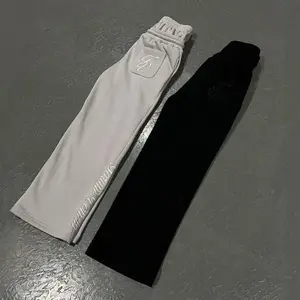 2026 Casual Simple Couple Fashion Creative Double Waist Foldable Sweatpants Wholesale Cotton Fabric Sport Black