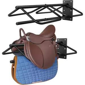 2 Pack Saddle Rack with Pad Bar Heavy Duty Wall Mounted Detachable Saddle Rack Stand for English Western Saddles Horse Blanket Accessories Storage
