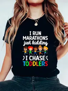 I Chase Toddlers Preschool Teacher Preschool Teaching T-Shirt Print Women's Round Neck Short Sleeve T-Shirt Fashion Graphic Tees Women Top