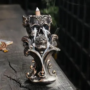 Creative Skull Design Incense Burner, 1 Count Backflow Incense Burner, Aromatherapy Ornament for Home Decoration, Home Fragrance Supplies, Scented, Halloween