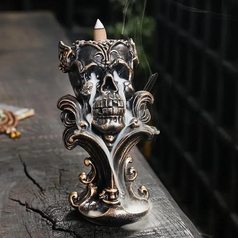 Creative Skull Design Incense Burner, Bakhoor Burner, 1 Count Backflow Incense Burner, Aromatherapy Ornament for Home Decoration, Home Fragrance Supplies, Scented, Halloween