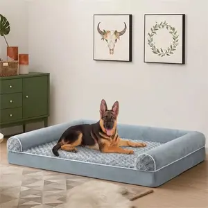 XXL orthopedic washable dog bed: bolster XL bed for large dogs, memory foam couch/sofa, waterproof, with removable cover