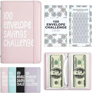 100 Days Money Saving Challenge Coin Envelope Budget Storage Book with Decor - Money Saving Binder for Saving $10,000 or $5,050, Easy & Fun for Family, Friends