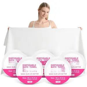 Compressed Bath Towels, 5 Pack 55 x 27.5 in,  Towels Individually Packaged  Based Viscose Fiber Quick Drying, Lint-Free Travel, Camping, Gym Portable Towels