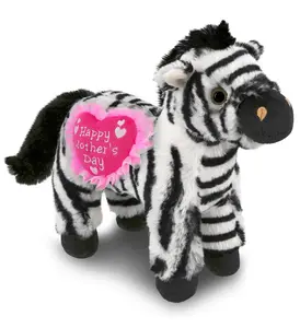DOLLIBU 9" Polyester Stuffed Zebra Toy - Embroidered Heart Design, Super-Soft Plush, Ideal Mother's Day Gift